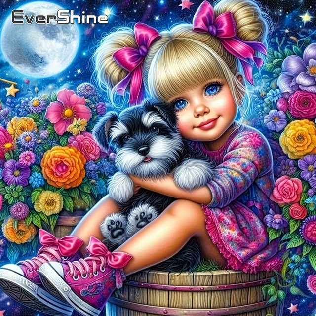 Evershine Diamant Malerei Mädchen, DIY Strass Kit, Stickerei, Bunt - Bild 1