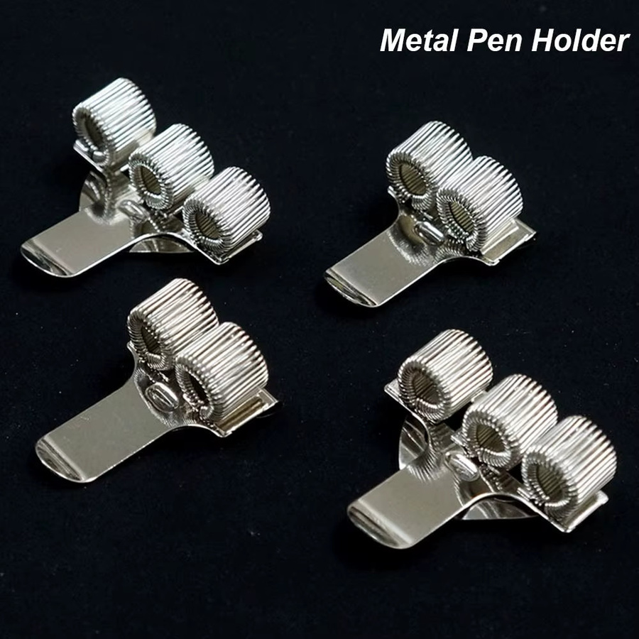 Metall Stifthalter mit Taschenclip für Uniformen, Silber, 1-fach/2-fach/3-fach Lochung - Bild 3