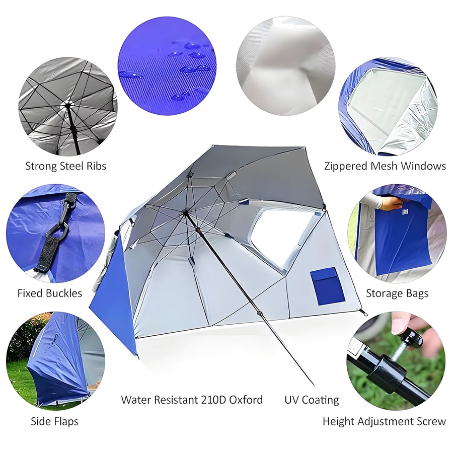 Sport-Umbrella Premiere XL Markise mit UPF 50+ Sonnenschutz und Regenschutz, 2 Meter lang, 9 Fuß, winddicht - Bild 2