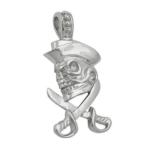 SIGO Anhänger Totenkopf mit Piratenhut, 925 Silber, Unisex - Bild 1