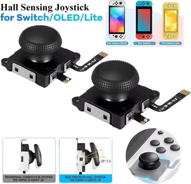 Ersatz 3D Analog Joystick Thumb-Stick Controller für Nintendo Switch, OLED und Lite JoyCon in Schwarz - Bild 1