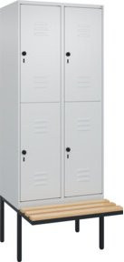 C+P Doppelstock-Spind Classic PLUS Sitzbank mit 2 Abteilen und Sicherheits-Drehriegel, B/T/H: 212 x 80 x 81,5 cm, Sitzfläche aus Buche-Hartholz, Grau/Schwarz - Bild 1