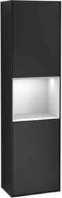 V&B Hochschrank Finion mit LED-Beleuchtung und Glasfachböden, Farbe Weiß und Blau lackiert, B: 41,8 cm, H: 151,6 cm - Bild 1