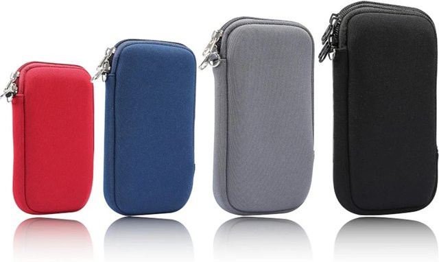 XhaoR Universelle Neopren-Handytasche in Rot für iPhone, Samsung und Xiaomi zur stoßfesten Aufbewahrung von Smartphone und USB-Datenkabel - Bild 1