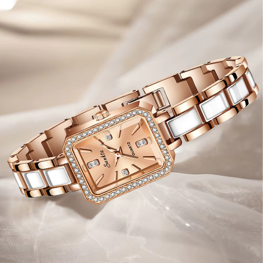 LIGE Digitaluhr, Quarz, Edelstahl, Gold, Diamantbesetzt, Damen - Bild 3