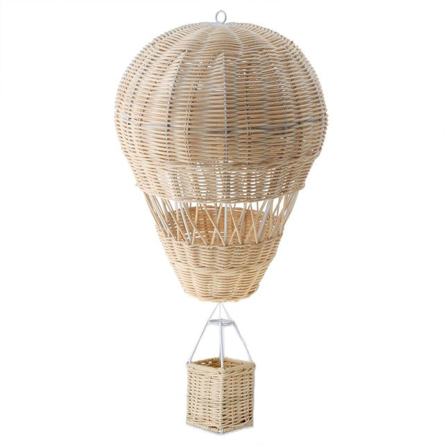 Argon Handgewebte Rattan Wanddekoration Heißluftballon in Beige für das Kinderzimmer - Bild 1