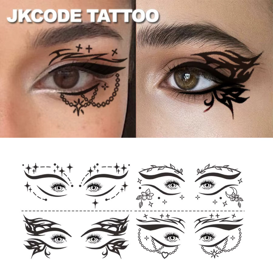 JKCODE TATTOO Lidschatten-Tattoo-Aufkleber, Bunt, Set - Bild 1
