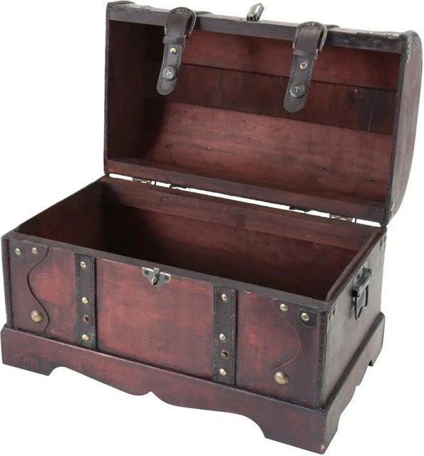 HMF Schatztruhe aus Holz in Braun im Vintage-Stil mit Schloss, B/T/H: 40 x 23 x 27 cm - Bild 1