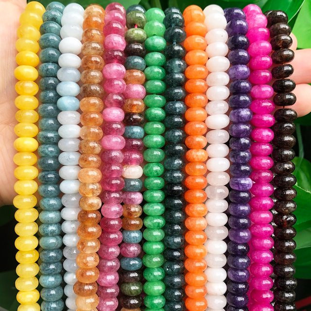 Kugeln Aquamarin Citrin Turmalin, 5x8mm, für Armband, Halskette - Bild 1