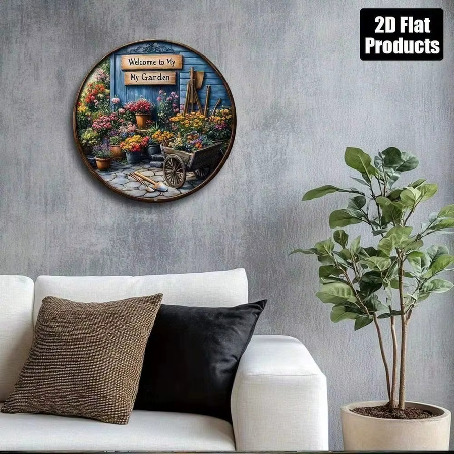 CIFBUY Rundes Aluminium-Metallschild mit Blumen-Motiv in Multicolour, Durchmesser: 20,32 cm - Bild 2