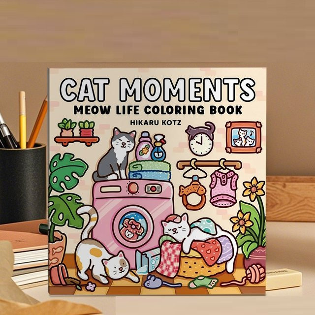 CAT MOMENTS Malbuch für Erwachsene mit niedlichen Katzenmotiven und einfachen Mustern, Multicolor - Bild 1