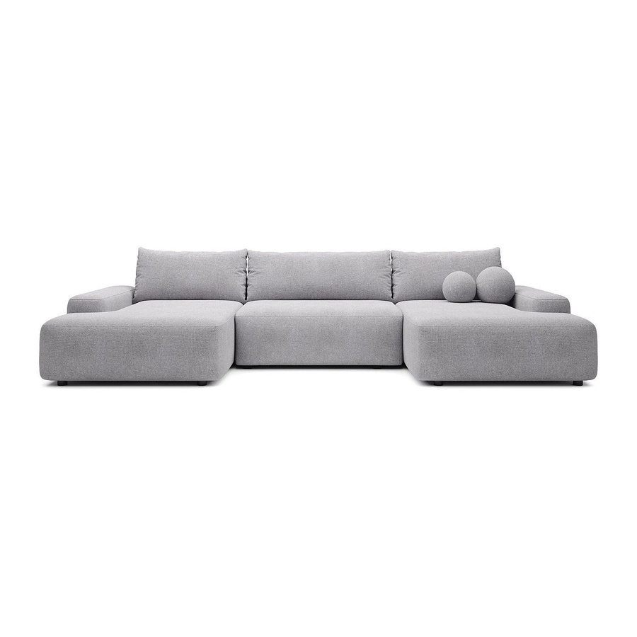 Vente-unique Schlafsofa Daviso in L-Form mit Ausziehfunktion, Hellgrau, Breite: 360 cm - Bild 2