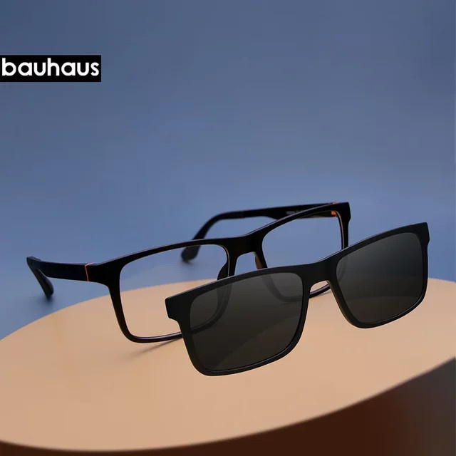 Bauhaus RS009 Kombination aus Sonnenbrille und Korrektionsbrille, Vollrand, schwarz - Bild 1