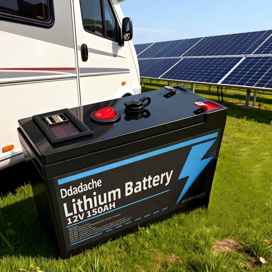 12V 150Ah LiFePO4 Lithium-Batterie mit USB-Anschluss und BMS, schwarze Deep-Cycle-Solarbatterie für Marine, Camping und netzunabhängige Stromversorgung - Bild 5