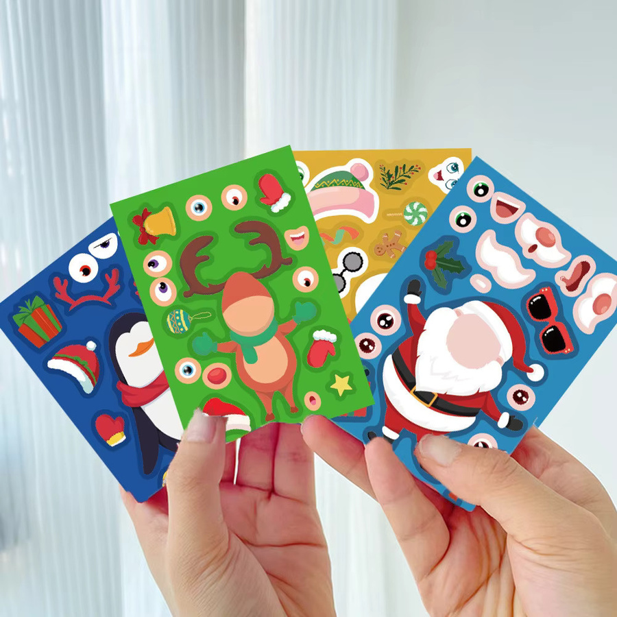 8 Stück Weihnachts-Cartoon-Puzzle-Aufkleber von BulingBulingStickers Store in Multicolour zur Dekoration von Tagebuch, Telefonhülle und Notizbuch für Kinder - Bild 4