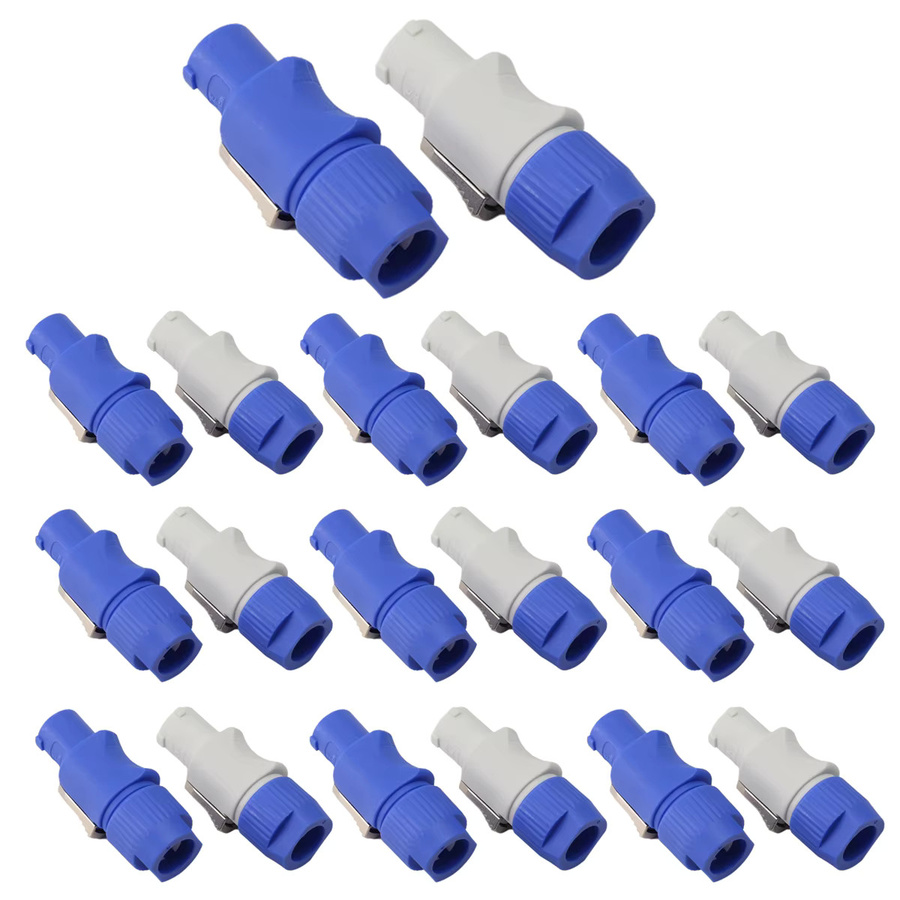 ABQR 20 Stück Speakon-Stecker NAC3FCA NAC3FCB, 3-polige Powercon-Stecker, 20 A, 250 V, AC-Netzstecker, Farben: Blau, Grau und Weiß - Bild 2