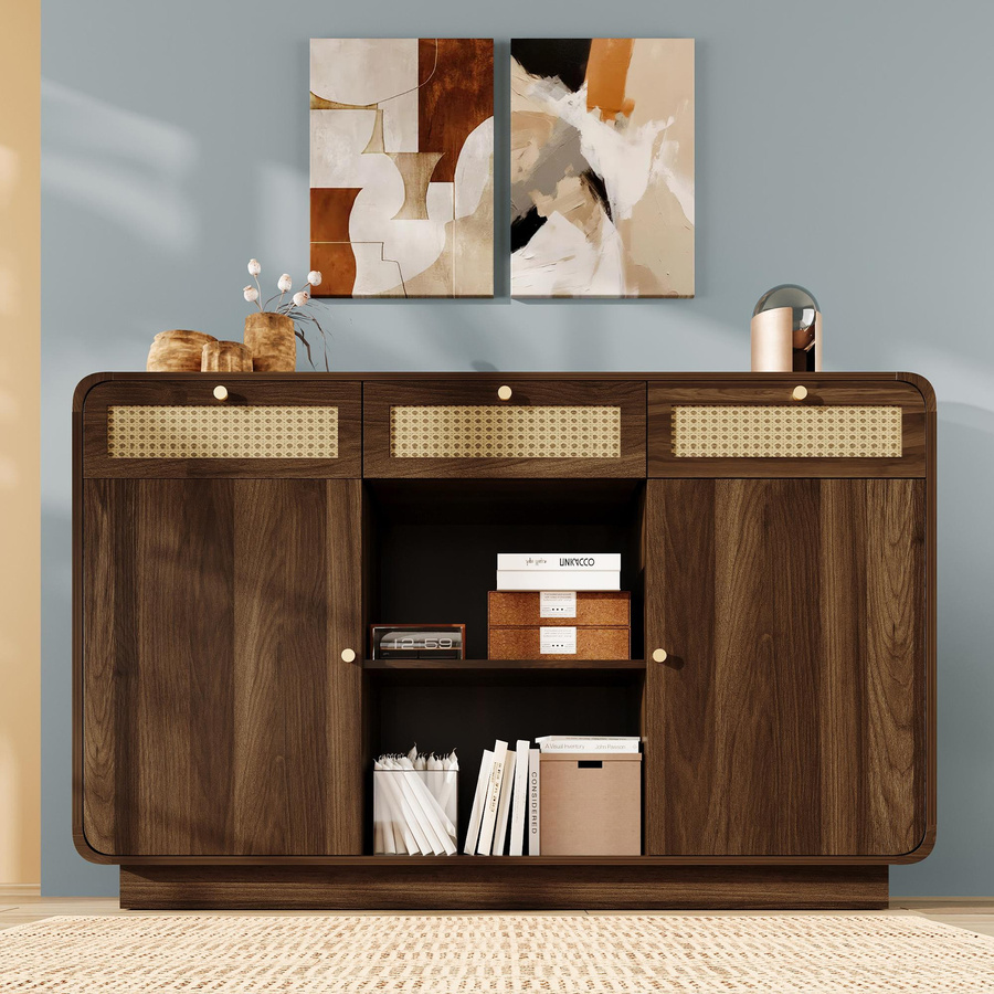 AB Store Sideboard Kommode mit Rattan-Fronten in Braun und Gold, B/T/H: 120 x 40 x 85 cm - Bild 2