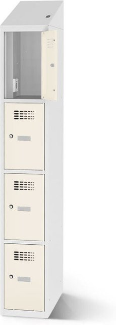 rotstahl Fächerschrank mit Ladefunktion und 4 Fächern in Weiß, B/H: 30 x 200 cm - Bild 1
