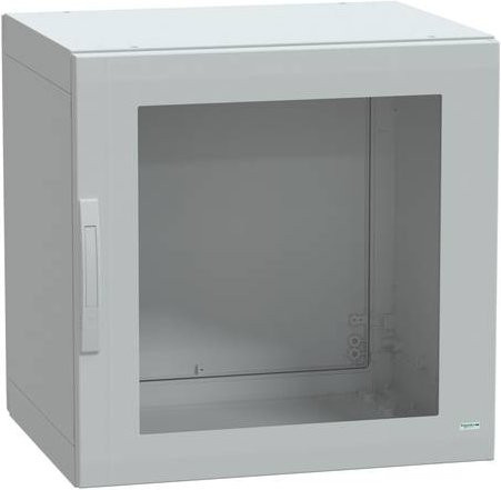 Schneider Electric Polyester Gehäuse aus PLA, komplett versiegelt, grau, B/T/H: 75,0 x 75,0 x 62,0 cm, IP65 verglast - Bild 1