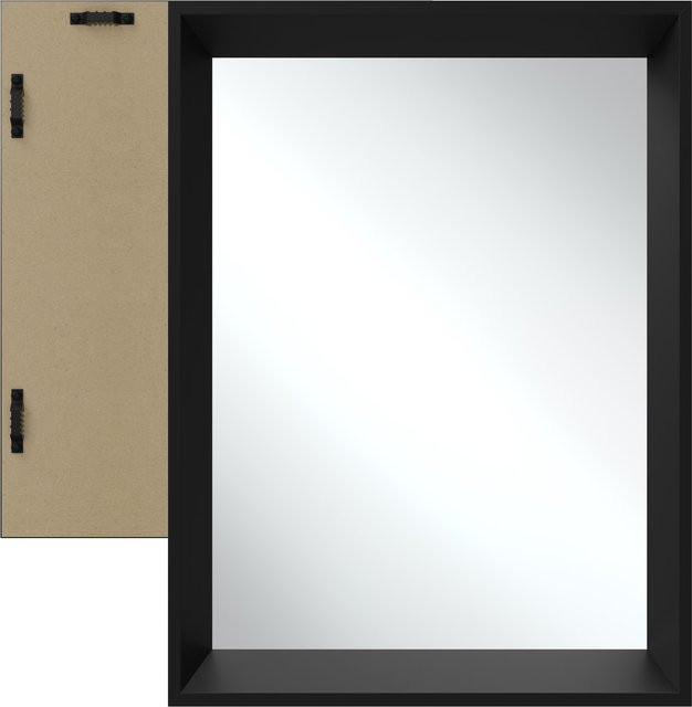 tectake Elina Rechteckiger Wandspiegel in Schwarz, B/H/T: 50 x 70 x 3,8 cm - Bild 1