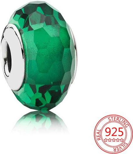 Charme 925 Sterling Silber, Rosa Murano Glas, Grün Murano Perle, Damen - Bild 1