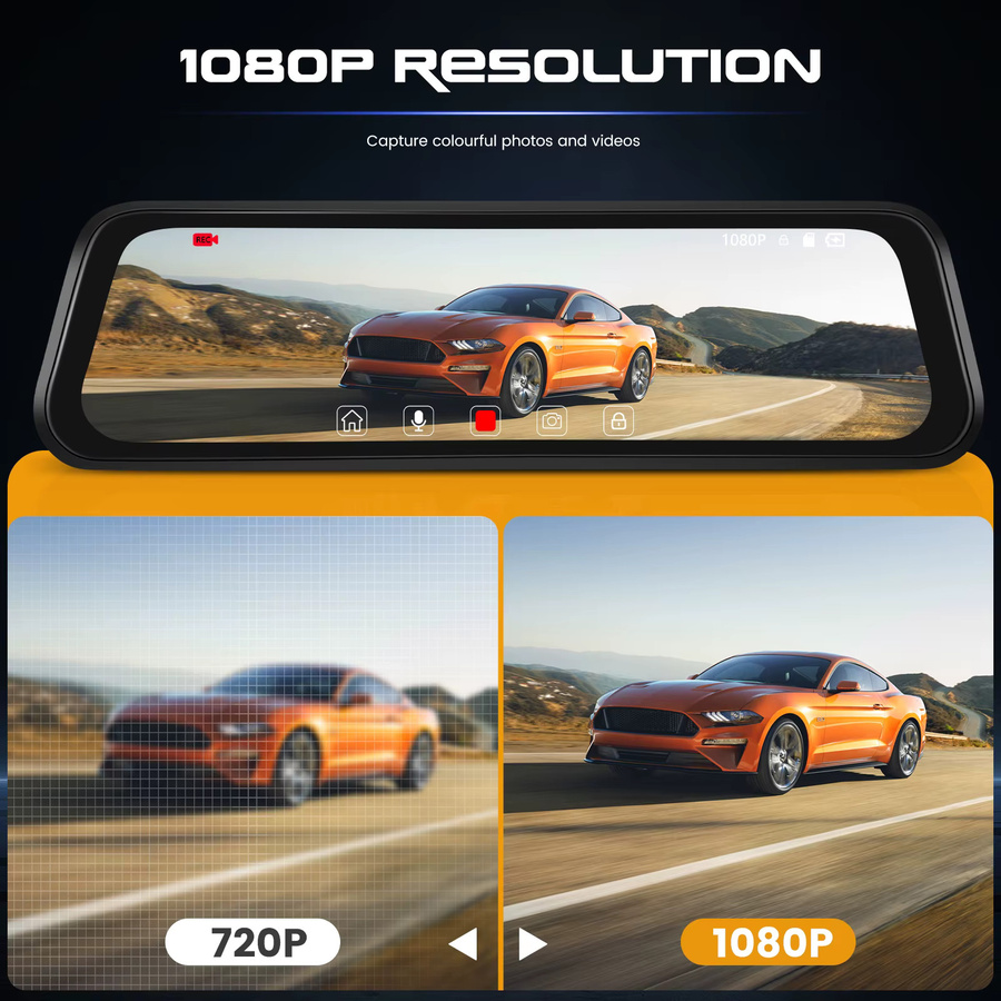 Podofo Dashcam mit Dual-Objektiv und 480P Rückfahrkamera, 1080P Full HD Auto-DVR, Schwarz - Bild 3