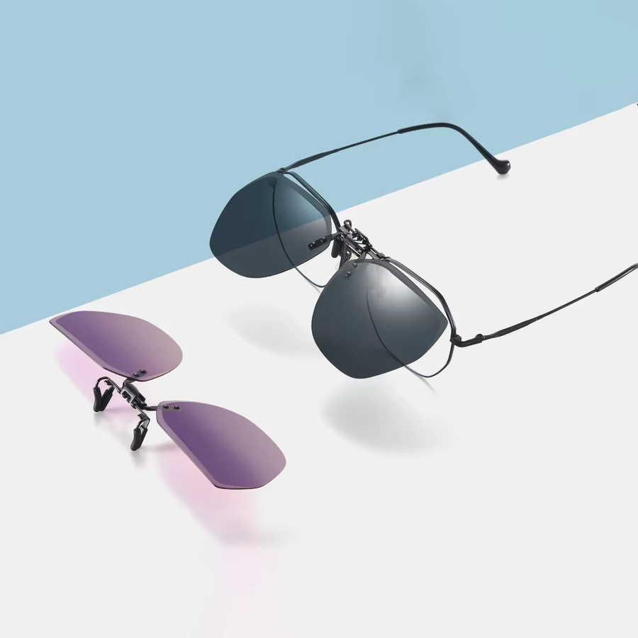 Veithdia Clip-On Sonnenbrille, randlos, polarisiert, Metall - Bild 1