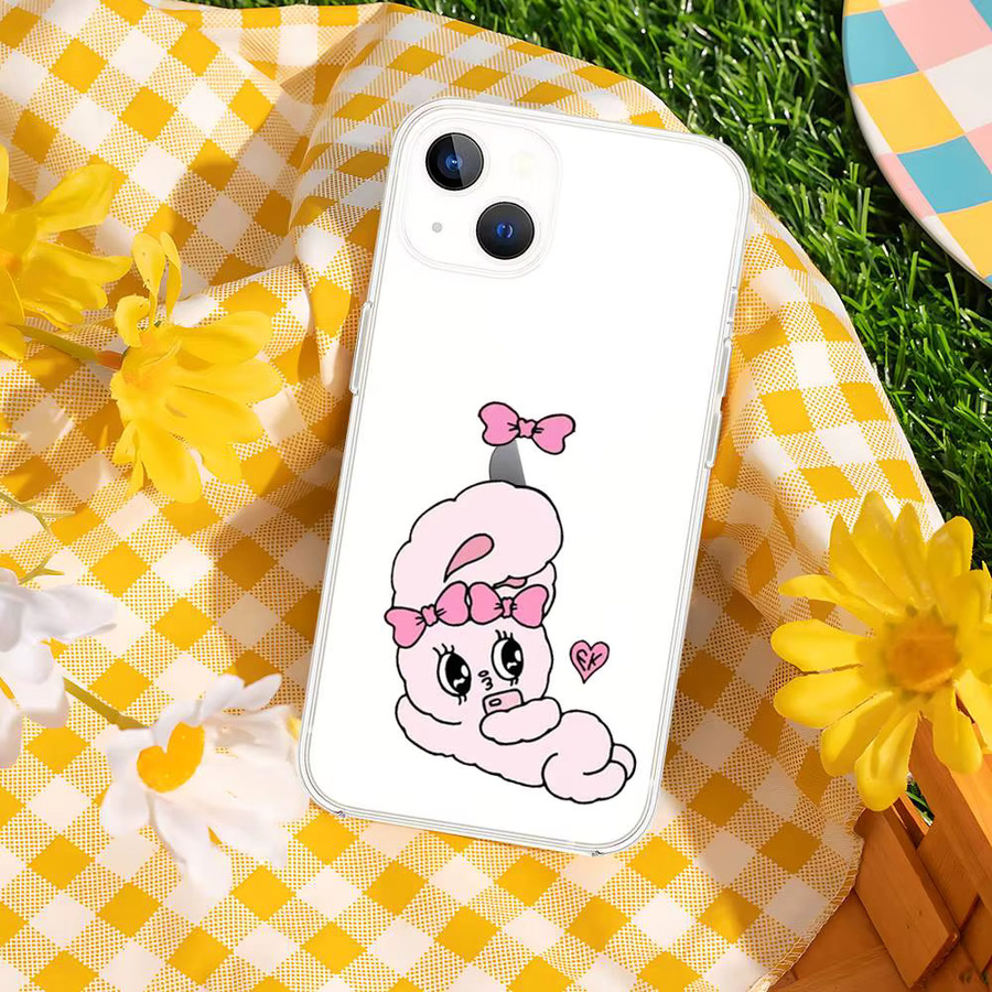 Rosa Esther Bunny Handyhülle für Apple iPhone in Transparent und Pink, stoßfeste weiche Schutzhülle - Bild 6