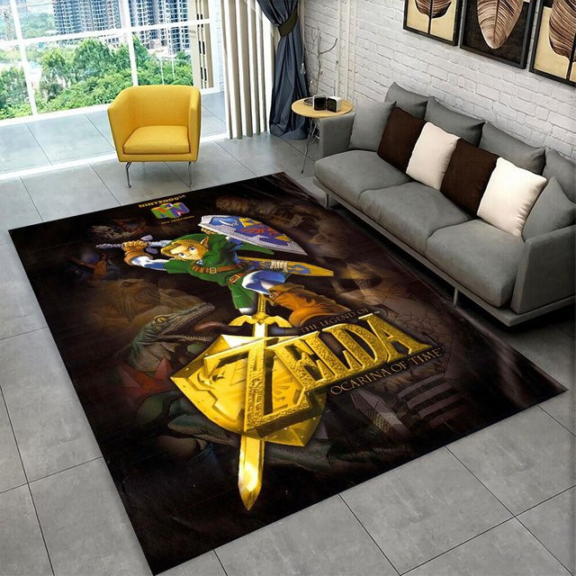 Rutschfester Spielteppich MINISO Z-Zelda Cartoon Link für Kinderzimmer, Schlafzimmer oder Wohnzimmer, Mehrfarbig, Rechteckig - Bild 1