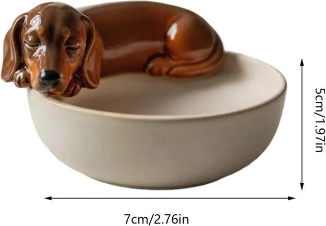 GYROBALL Teelichthalter in Hundedesign, moderner Kerzenständer aus Keramik in Braun - Bild 1