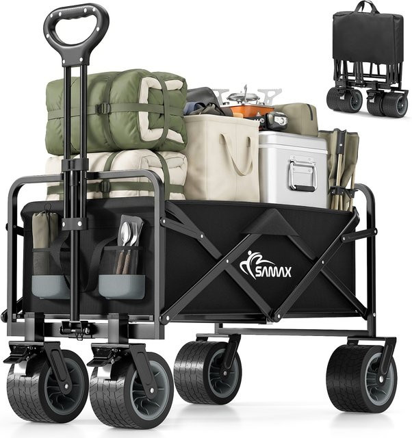 SAMAX Faltbarer Bollerwagen Offroad Camping Edition bis 200 kg - Schwarz / Grau - Bild 1