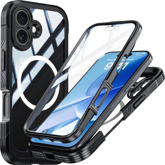 Apple 360-Grad-Vollschutz-Handyhülle für iPhone 17E, 17 Pro Max, 16, 15, 14 in Schwarz - Bild 1