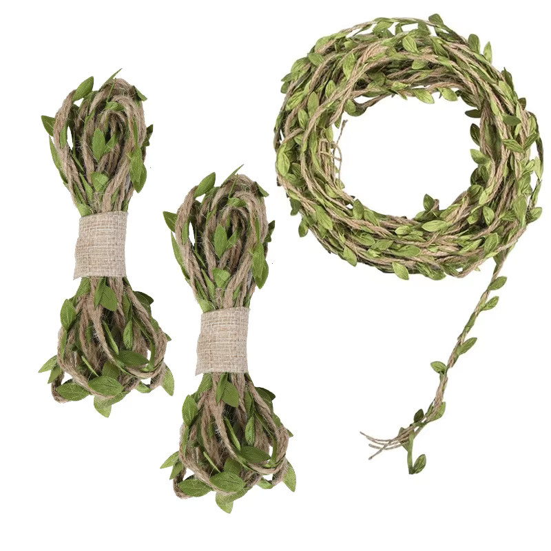 ZQNYCY Jute-Schnur mit grünen Blättern und Weinreben für DIY-Dekorationen, 10 Meter - Bild 2