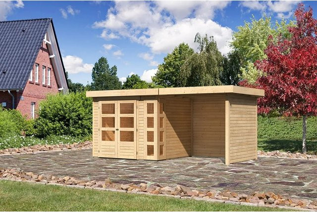Karibu Holz-Gartenhaus Sölve in Natur mit Flachdach und modernem Design, B/T/H: 238 x 213 x 211 cm - Bild 1