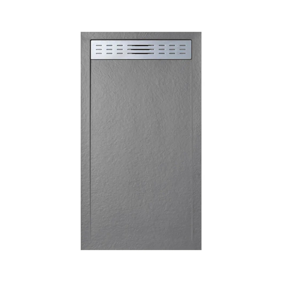 Frascio New Technology Duschwanne aus Mineralguss mit Line Slim-Seitengitter in Grau RAL 7037, B/T: 125 x 80 cm - Bild 2