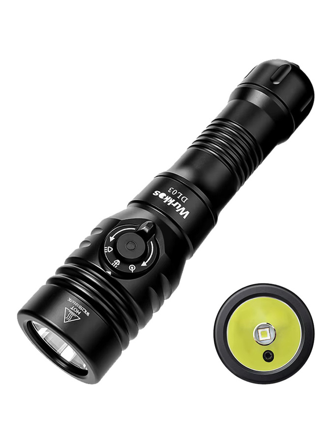 Wurkkos DL03 Professionelle Tauchtaschenlampe in Schwarz mit grünem Lichtstrahl, 2800 lm, IP68 wasserdicht, wiederaufladbar mit 21700-Akku - Bild 6