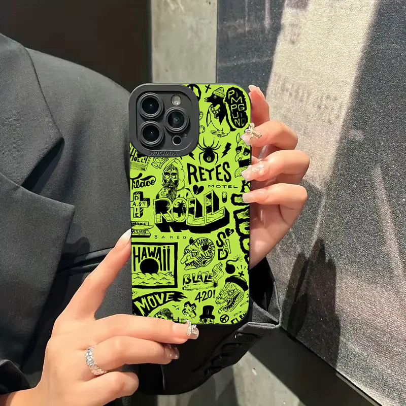 Grüne Silikon-Handyhülle mit Fluor-Design für iPhone 15 14 13 12 11 Pro Max XS XR 7 8 Plus, stoßfeste weiche Schutzhülle - Bild 2