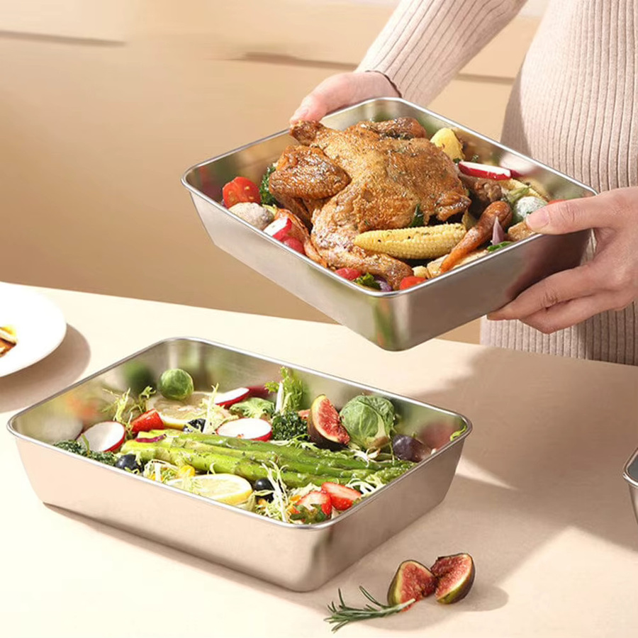 Aihogard Edelstahl Bento Box Lunch-Box mit Deckel in Silber - Bild 1