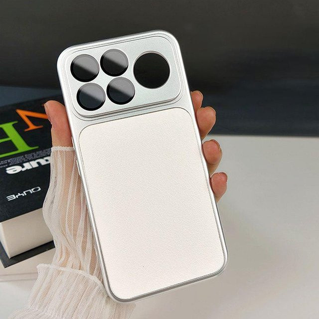 Luxus Lederhülle für Xiaomi Poco F9 Ultra und Poco F8 Pro mit Linsenschutz und matter Rückseite in Weiß - Bild 1