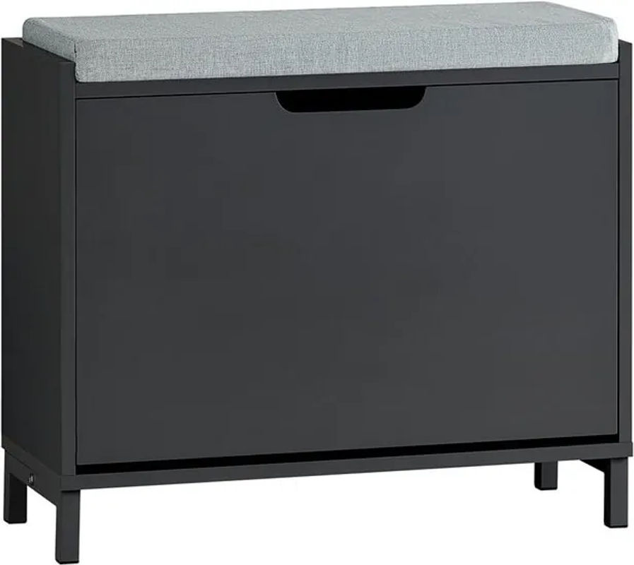 SoBuy Schuhbank FSR151-K Schuhschrank mit Sitzkissen und Klappe in Schwarz, belastbar bis 113 kg - Bild 9