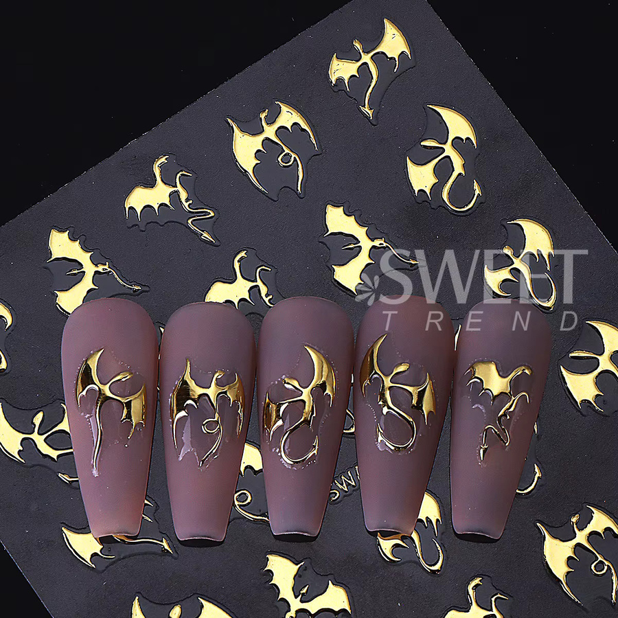 SWEET TREND Drachen-Nagelaufkleber Metallic, Gold, 3 Stück - Bild 4