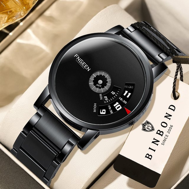 BINBOND Armbanduhr Quarz, Edelstahl, Schwarz, Herren - Bild 1