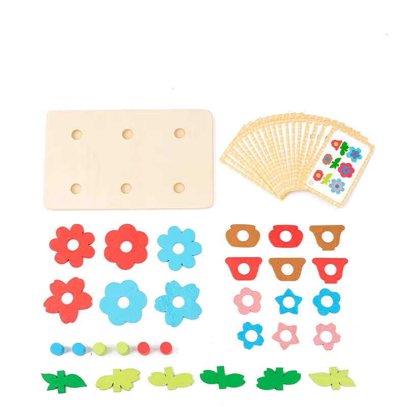 Dusan Wood Montessori DIY Holz-Blumenpuzzle, Lernspielzeug, Bunt - Bild 2