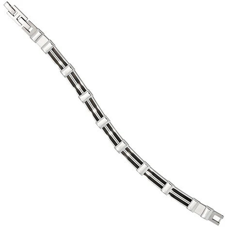 Colfem Armband Edelstahl, schwarze Keramik, 21 cm, Unisex - Bild 1