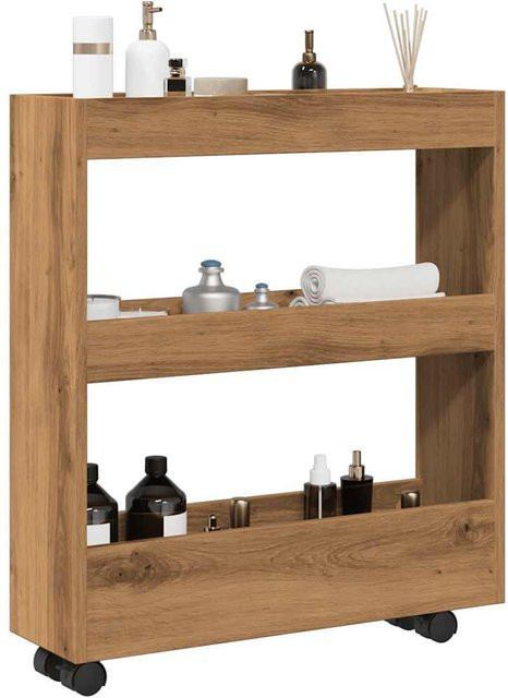 Vidaxl Schmaler Beistellwagen, 3-stöckig, Farbe: Braun, Material: Holzwerkstoff, Design: Artisan-Eiche - Bild 1