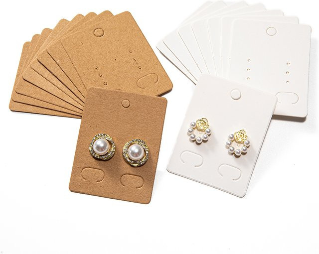 50 Stück Ohrring Display-Karten aus Papier mit passender Tasche zur Schmuckverpackung, B/H: 6,5 x 5 cm - Bild 1