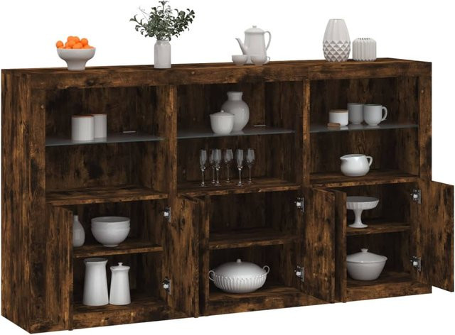 vidaXL Sideboard in Räuchereiche mit LED-Beleuchtung, B/T/H: 181,5 x 37 x 100 cm - Bild 3