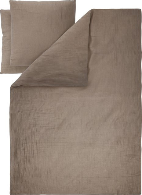LIVARNO Bettwäsche Musselin aus Baumwolle in Braun mit 1x Bettbezug (200 x 220 cm) und 2x Kissenbezügen (80 x 80 cm) - Bild 1