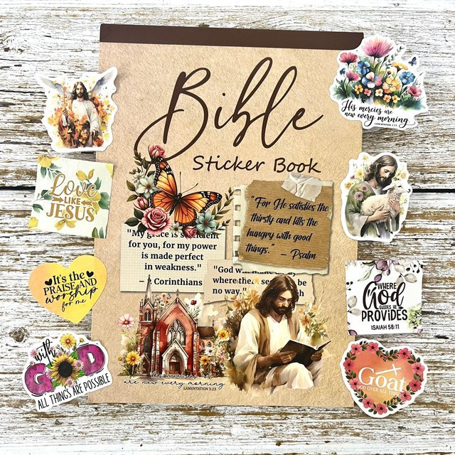 Aufkleberbuch mit 28 Blättern und christlichen Versen für Journaling, Scrapbook und Dekoration, Mehrfarbig - Bild 1