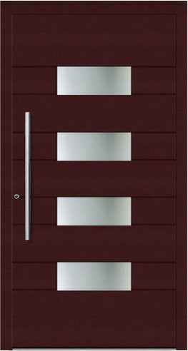 KNOCK Aluminium-Haustür Marte in Purpur-Rot mit Glaseinsatz und RC2-Schutz - Bild 1